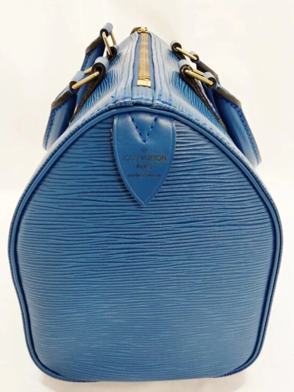 Authentic Louis Vuitton Speedy 25 Blue Epi Leather Handbag Satchel Bag